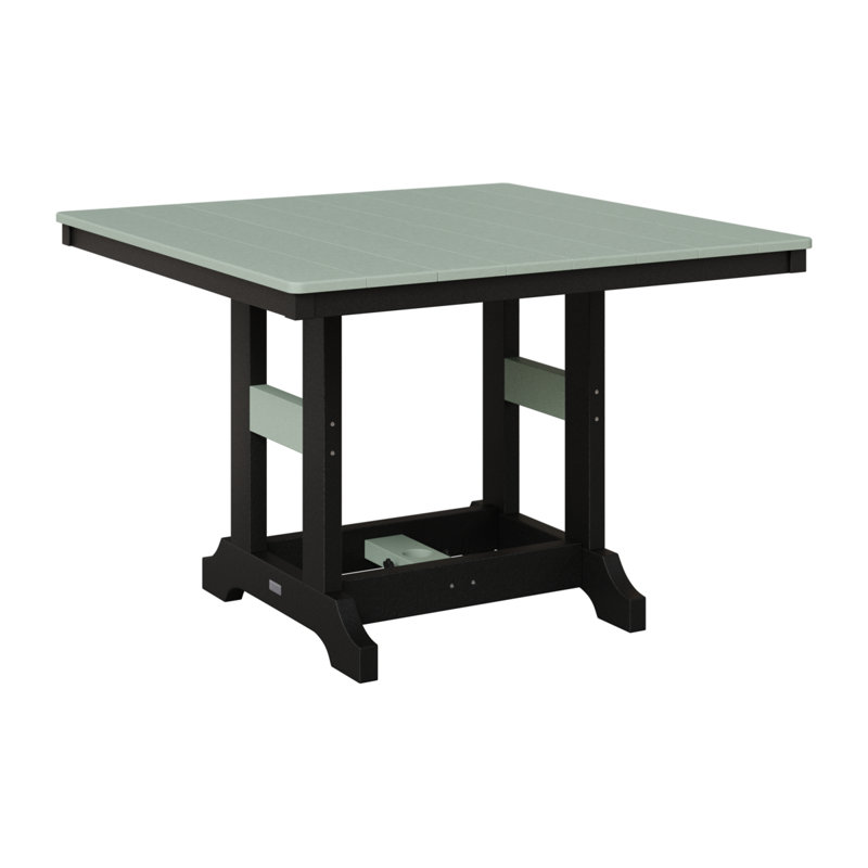 Garden Classic Outdoor Square Dining Table, Black, Seafoam