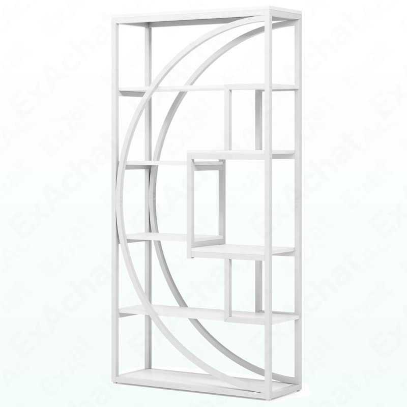 Bibliothèque industrielle avec 8 tablettes de rangement ouvertes, Blanc