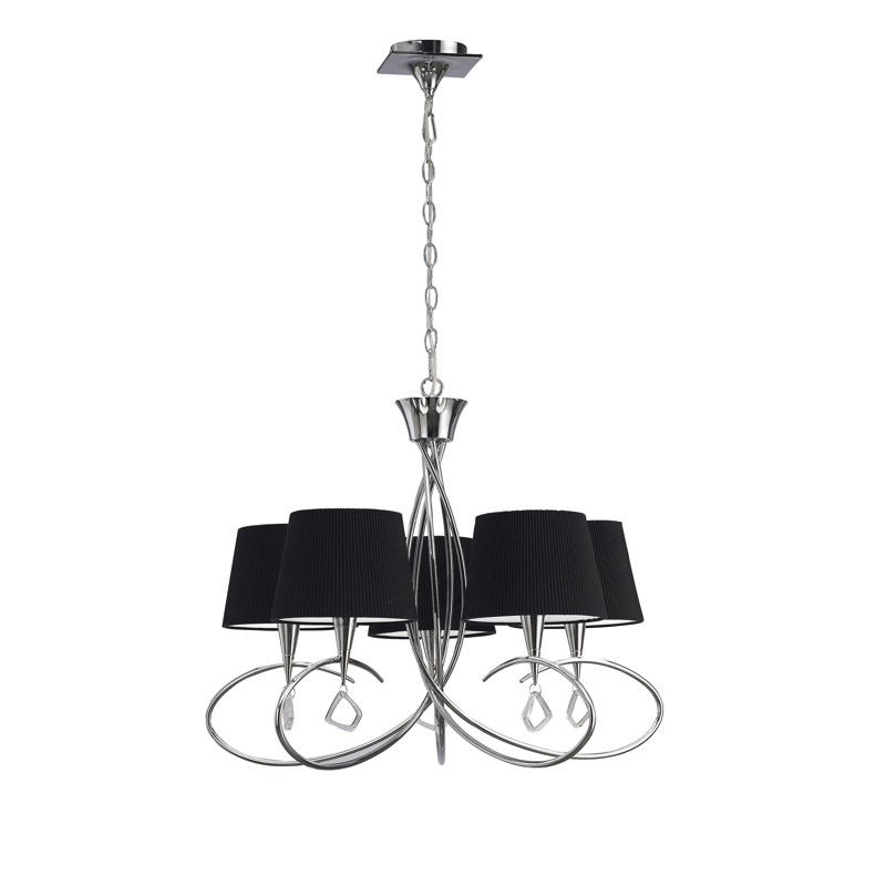 Eurich 5 - Light Shaded Chandelier, Polished Chrome/Black