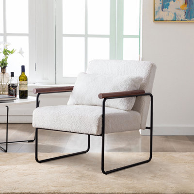 26"W Modern Popkin Soft Accent Chair with Solid Wood Armrests