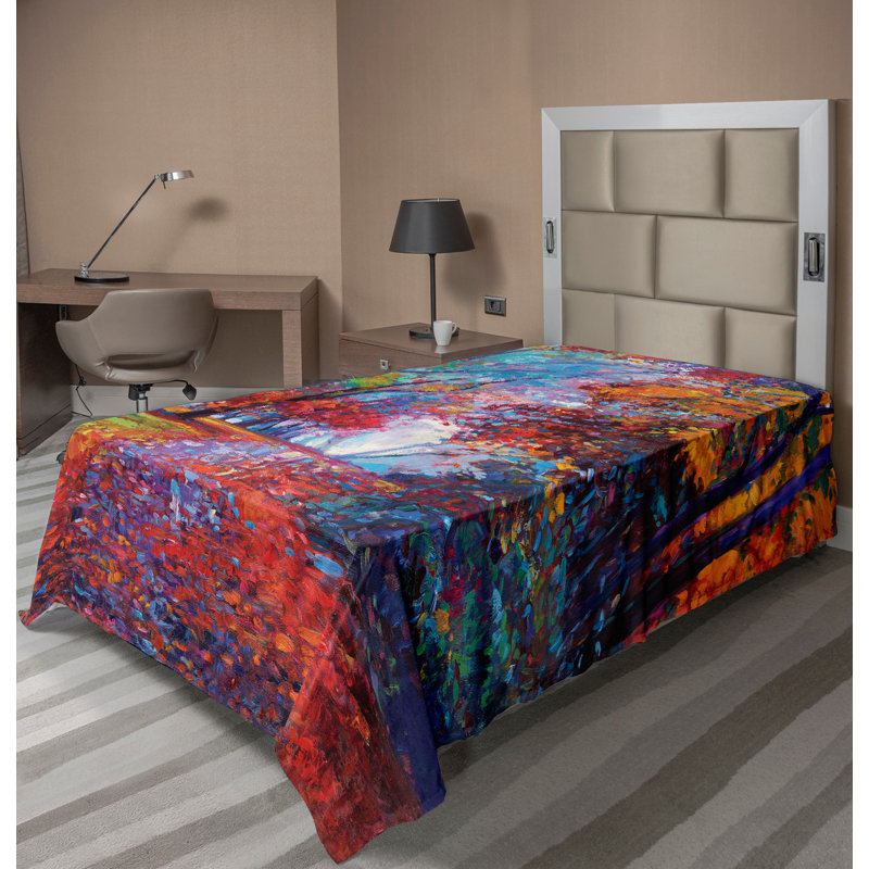 Multicolore Ambesonne, Drap plat pour lit simple