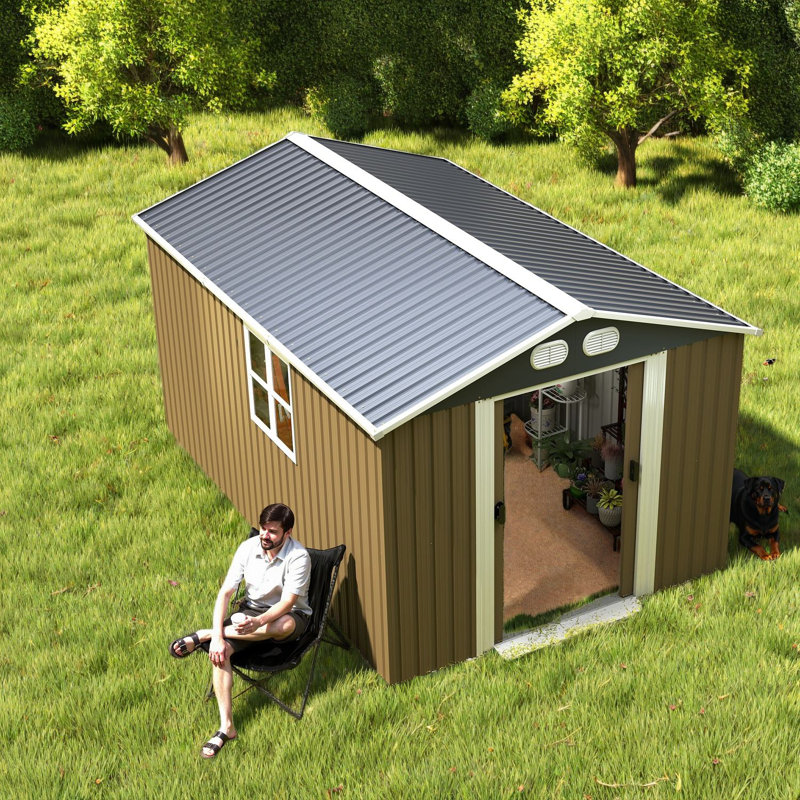 Secure Spacious Sheds, 8x12 Metal, Modern Rustic Style For Backyard