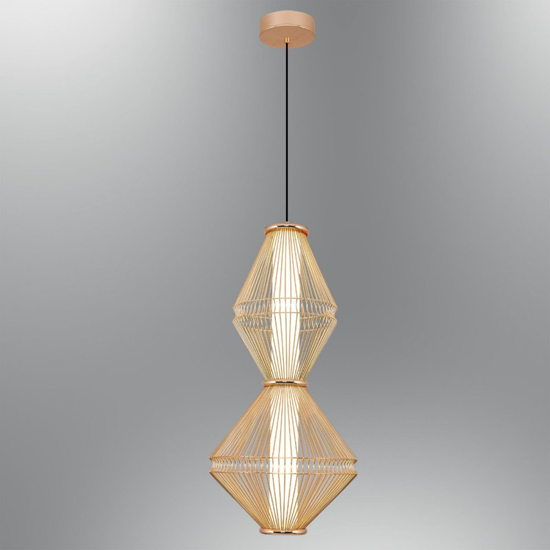 Cassen Elegant Yellow Chandelier with Metal Body & Acrylic Cap Cover, 16W LED, 3000K Warm Light, 1600 Lumens | 9.8 in Diameter x 47.2 in Height | Modern Lighting Fixture for Dining Room, Living Room & Entryway
