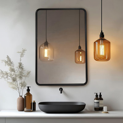 Contemporary Rectangle Bathroom Vanity Mirror | Stainless Steel O-Tube Frame Design