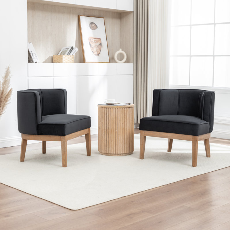 Fauteuil demi-tonneau Karoll, Velours noir, 2