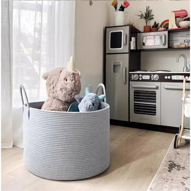 Fabric Laundry Hamper with Handles, Gray