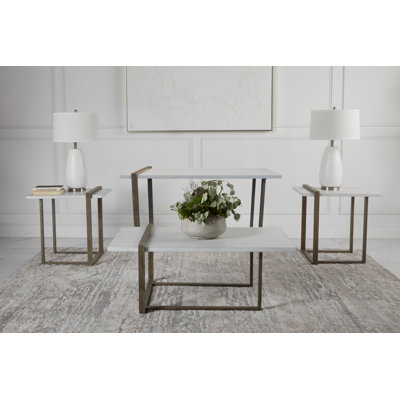 Collection de tables d'appoint 4 pièces Timeothy, blanc
