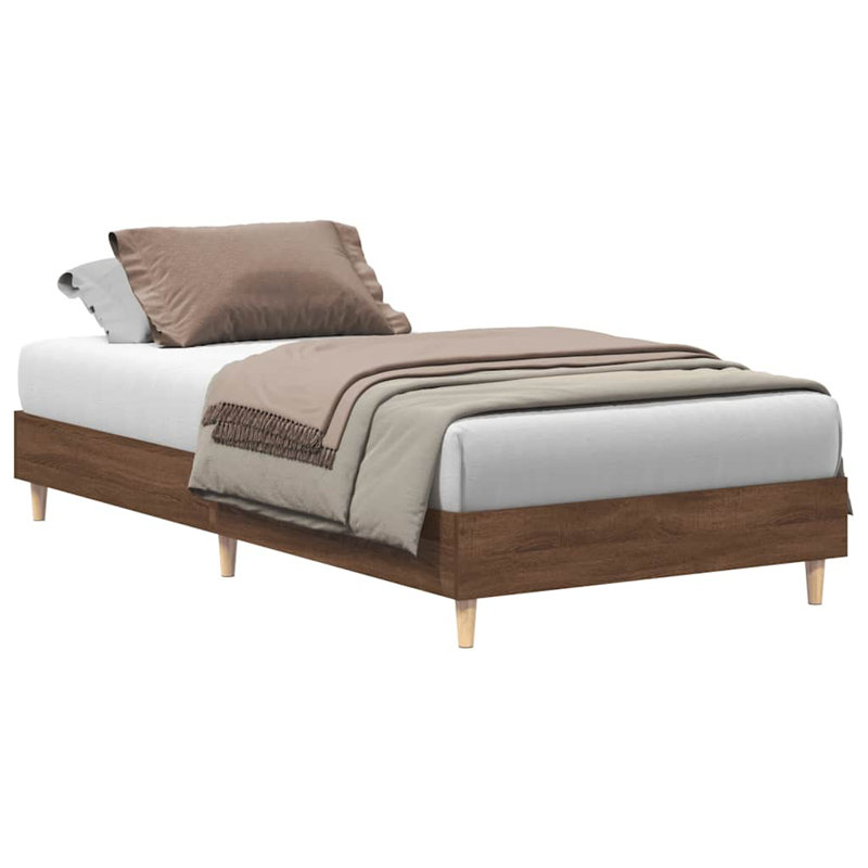 Bed Frame No Mattress Engineered Wood, Small Double (4'), Brown Oak