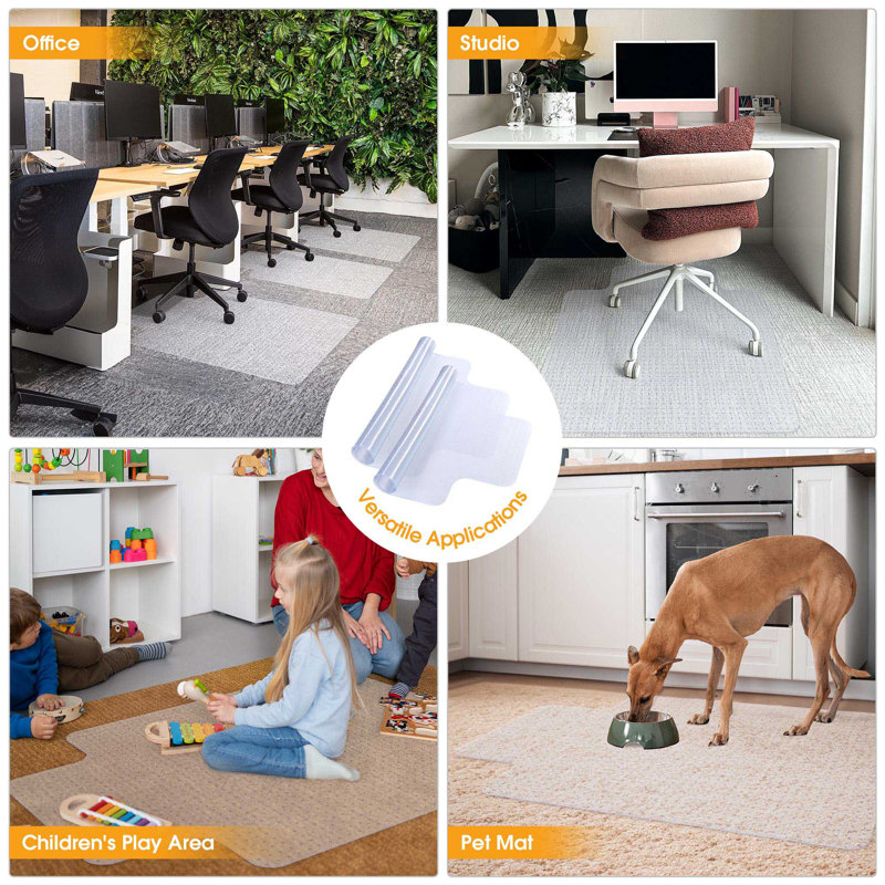 Clear PVC Office Chair Mat with Lip for Carpet 48" x 36" 2 Pack