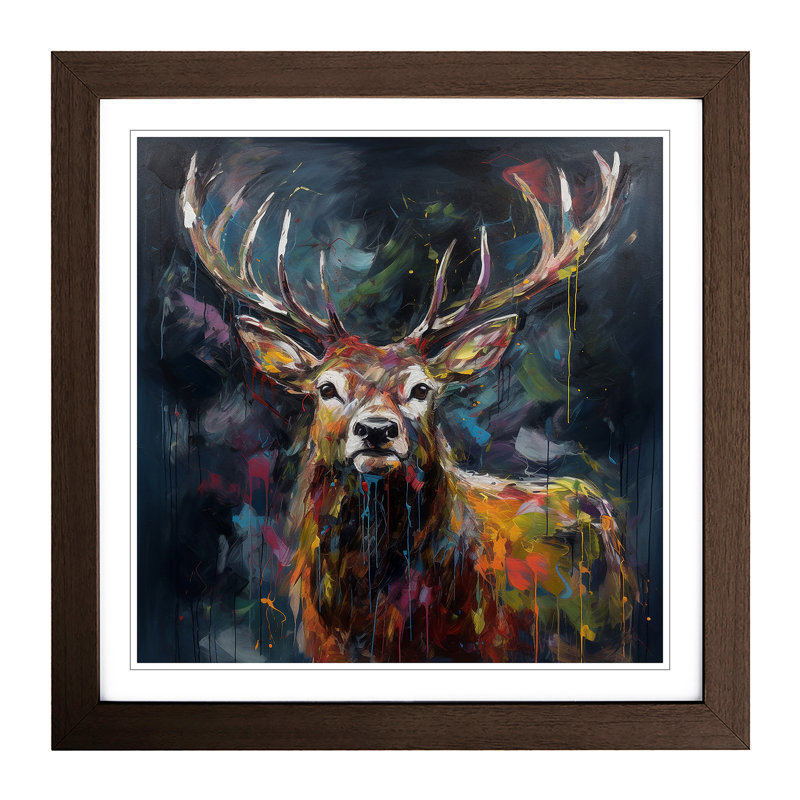 Stag Expressionism No.2 - Framed Print, Walnut