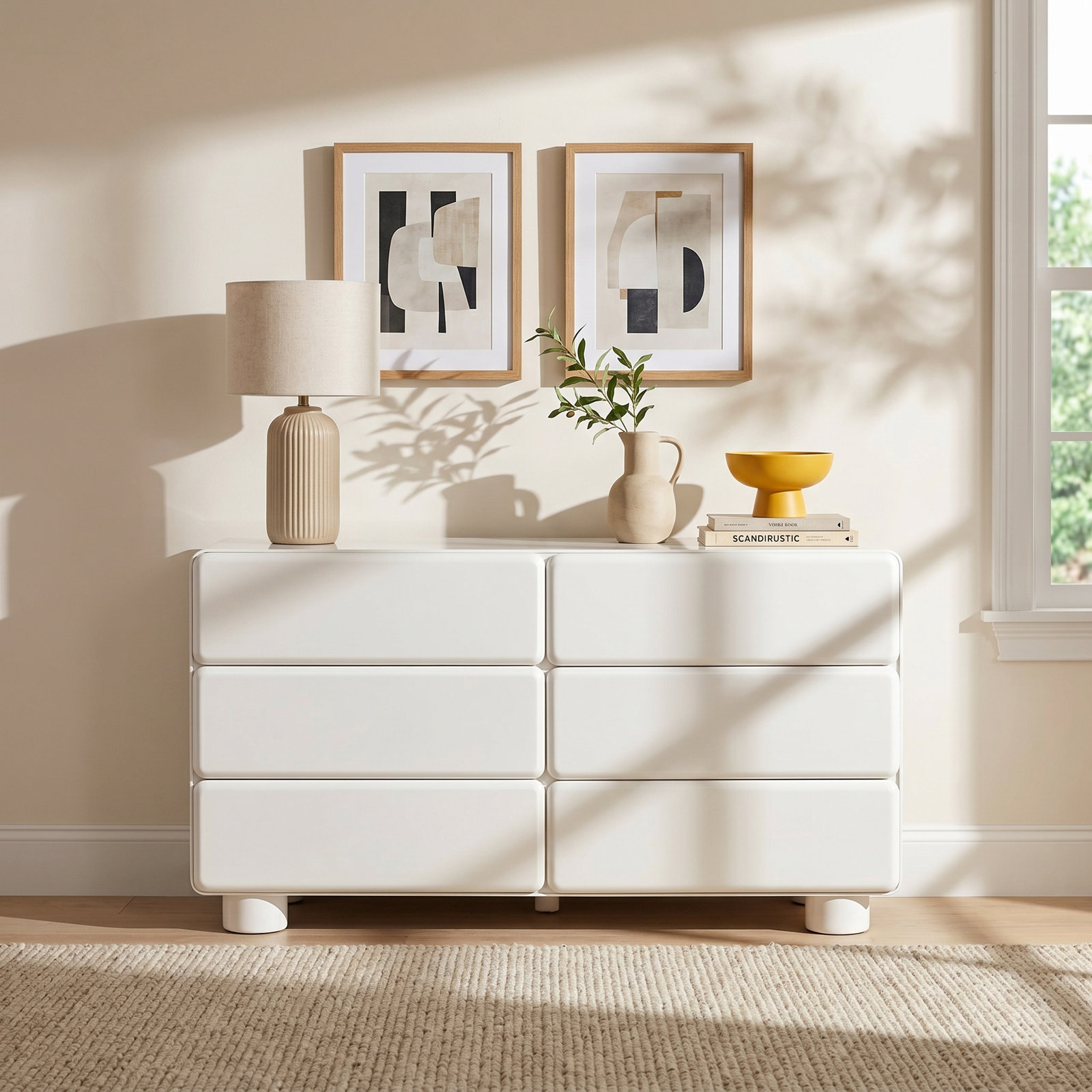 Kamio 6 - Drawer Double Dresser, White