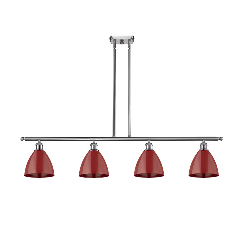 Amylee 4 - Light Pendant, Red, Brushed Satin Nickel