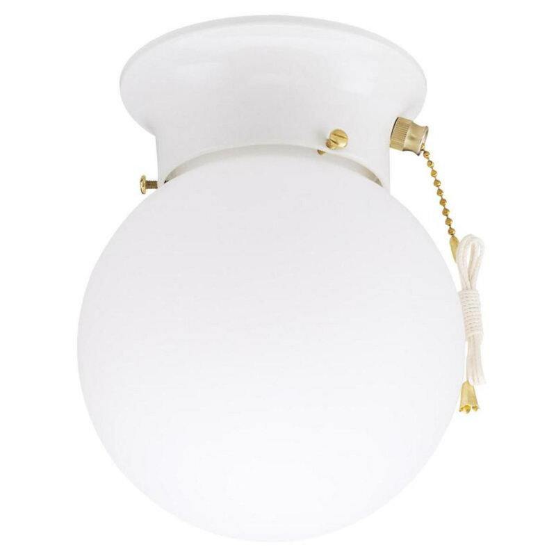 One-Light Indoor Flush-Mount Ceiling Fixture With Pull Chain