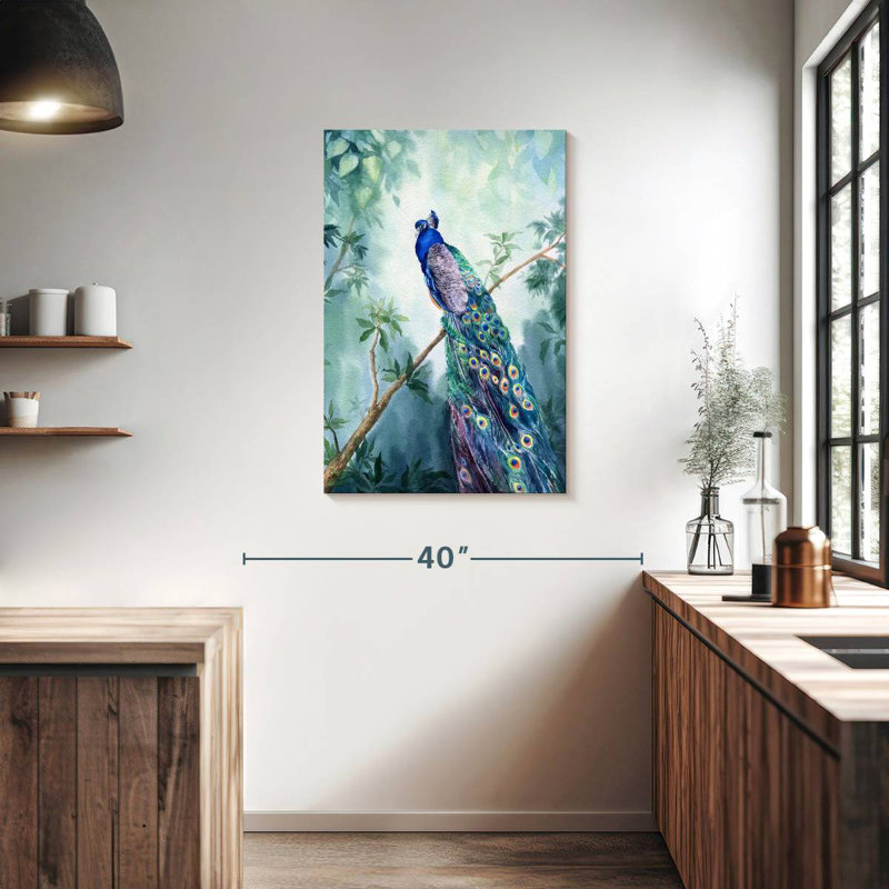 Paon bleu mystique, H 36 po x l 24 po