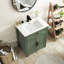 Meuble-lavabo autoportant de style milieu du siècle de 71 cm (28 po) avec lavabo en céramique et rangement-1750810833
