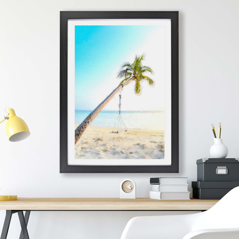 Palm Tree in Bali - Framed Print, Black, 33cm H x 45cm W x 2cm D