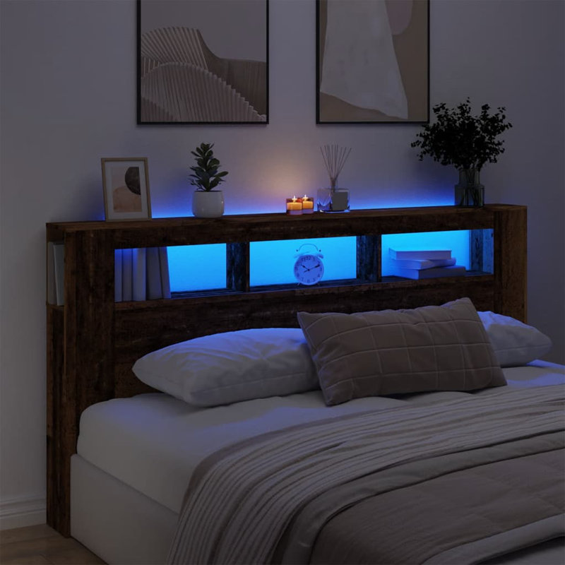 Nevio Bookcase Headboard, 200 x 18.5 x 103.5 cm, Artisan Oak