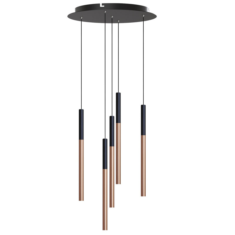 Baileyton 5 - Light Cluster Pendant, Black Top/Brushed Copper