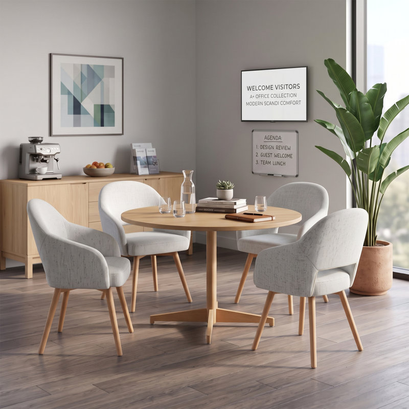 Chaises de salle à manger rembourrées avec dossier courbé et pieds en bois de hêtre, ensemble de 2, Gris