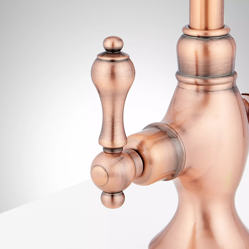 Isabel Double Handle Single Hole Bar and Kitchen Faucet, Satin Copper