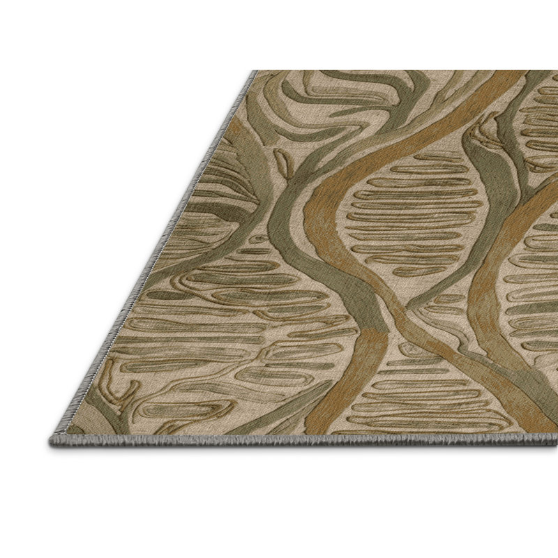 Machine Washable Nature Brown Area Rug, Runner 2' x 4'