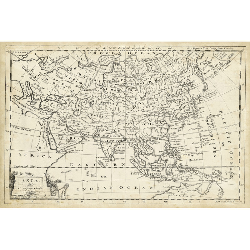 Map Of Asia by T. Jeffreys - Wrapped Canvas Print, 61cm H x 91cm W x 3.8cm D