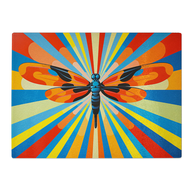 Dragonfly Op Art  Glass Chopping Board