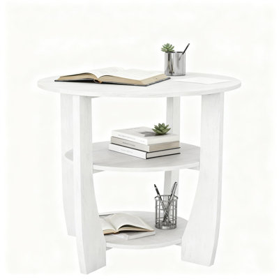 3-Tier Round End Table With Storage Shelf, Modern Side Table For Sofa And Bed, Accent Coffee Table And Nightstand For Small Spaces