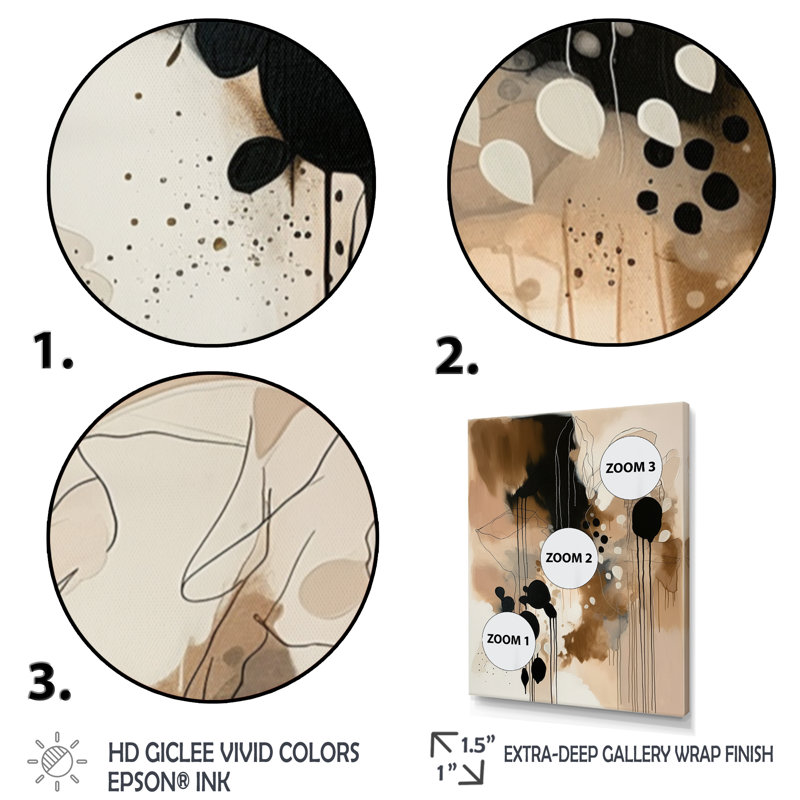 «Brown Mindful Abstraction II», reproduction d'art sur toile abstraite, Cadre photo noir, L 12 po x H 20 po