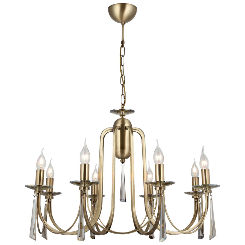 Antiquation Metal Chandelier, Adjustable Height 27.6 - 37.4 inches | 12 x 12 x 2.4 inches Base Plate | 8 x E14 Sockets (Max 40W) | Elegant Design for Dining Room & Living Spaces, Modern Vintage Style, Indoor Use Only