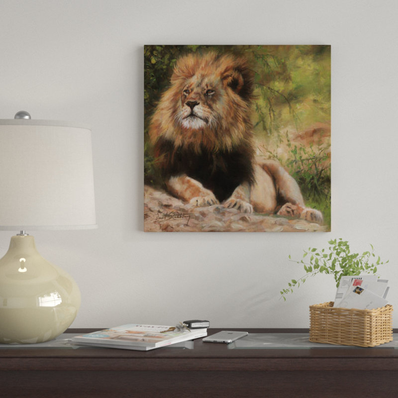 «Lion Laying Down», impression sur toile, H 26 po x l 26 po x P 1,5 po, Pas de tapis, Toile tendue