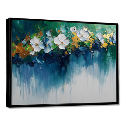 Green Neo Expressionism Of Rhythmic Drizzle Flowers I - Neo-Expressionism Wall Art for Living Room