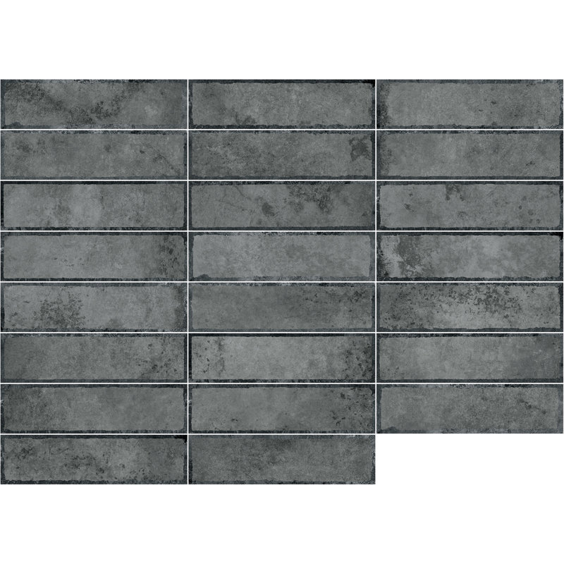 Huntley 3" x 12" Ceramic Wall Tile, Dark Gray