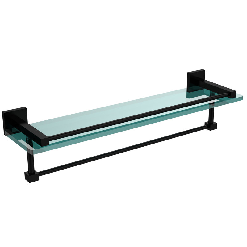 Haranu Bracket Shelf with Towel Bar, Matte Black