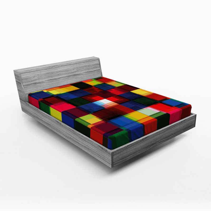 Mosaic Microfiber Geometric Fitted Sheet, Full Fitted Sheet