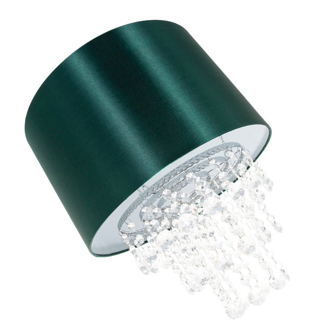 Modern Satin Fabric Pendant Light Shade with Acrylic Droplets