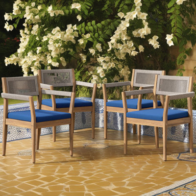 Ensemble de chaises de salle à manger en bois d'acacia de qualité supérieure - Ensemble de 4 cordes résistantes aux intempéries