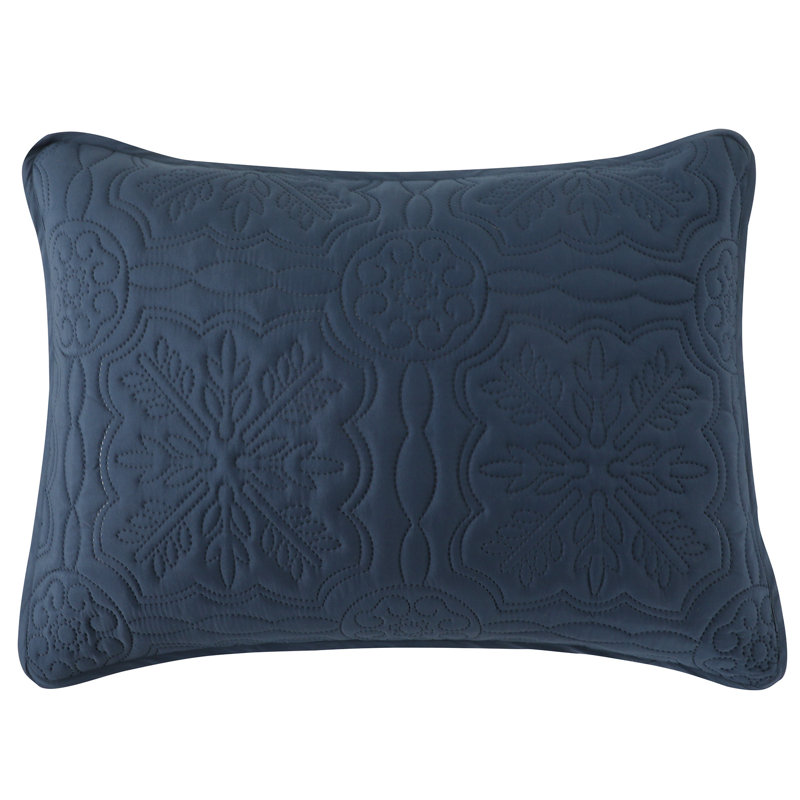 Jailen Microfiber 4 Piece Quilt Set, King Quilt + 2 King Shams + 1 Pillow, Navy