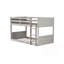 Twin over Twin Floor Bunk Bed with Panelled Headboard, Footboard, Safety Guardrails and Built-in ladder-159059047