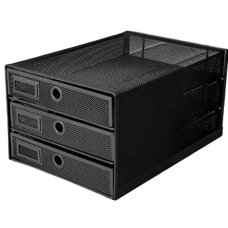 Schaeffer Mesh Stackable File Organizer, Black