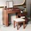 Coiffeuse en noyer 31 avec miroir caché, éclairage à DEL 3 couleurs et rangement rétractable pour l'organisation à domicile-1882281902