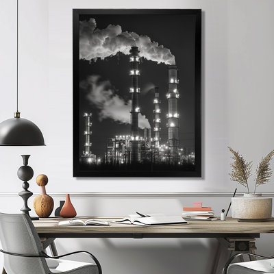 Monochrome Grey Power Plant Towers - Power Plants Wall Art Living Room