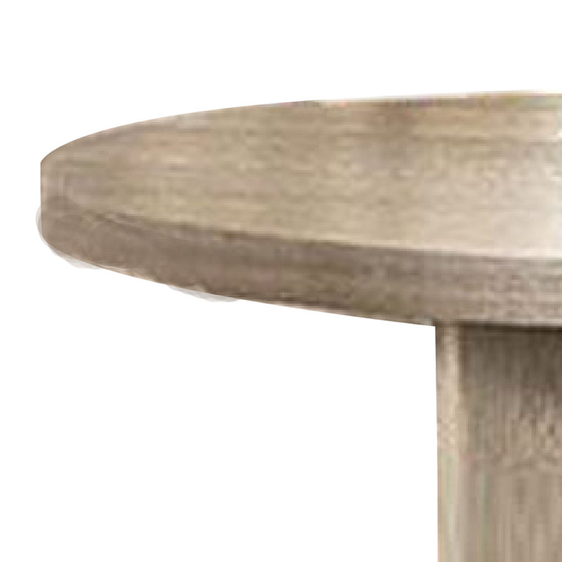 Zoko 54 Inch Round Dining Table, Pedestal Base, Solid Wood, White Wash Oak