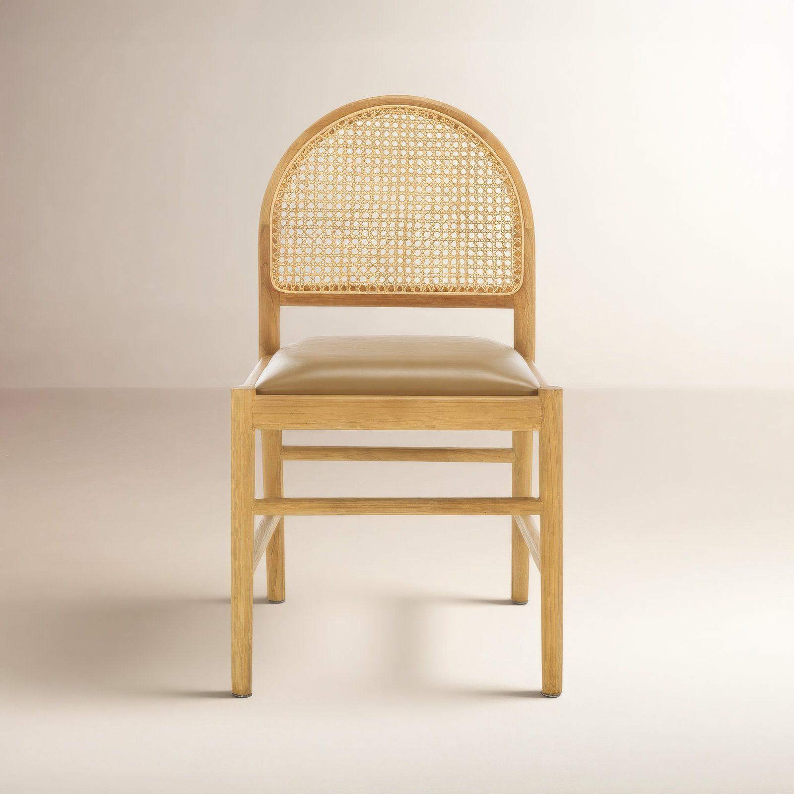 Ottavia Genuine Leather Side Chair, Brown Leather, Natural