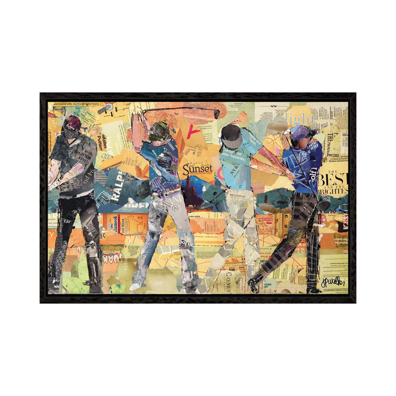 Sunset Golf 1 Piece Painting on Canvas, 101.6 cm H x 66.04 cm W, Black Framed