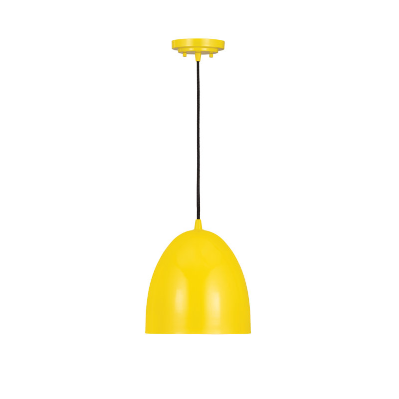 Luminaire suspendu 1 lumière Havertown Dome, Jaune, Jaune, H 13,5 po x l 9,5 po x P 9,5 po