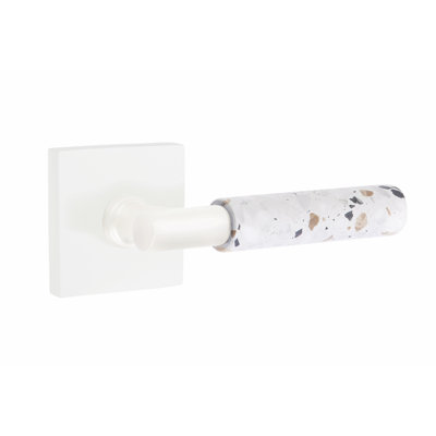 Ensemble de faux leviers Emtek Select, rosette carrée, tige en T et poignée en marbre blanc