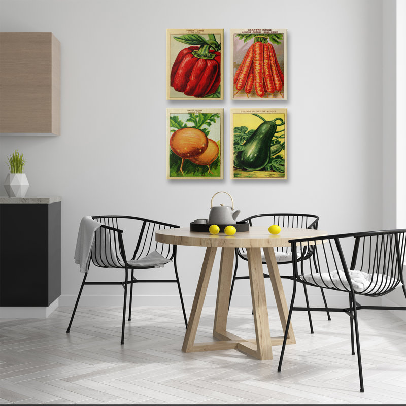 Rustic Garden Vegetables 4pc Canvas Set, design by Lil' Rue, 14" H x 11" W