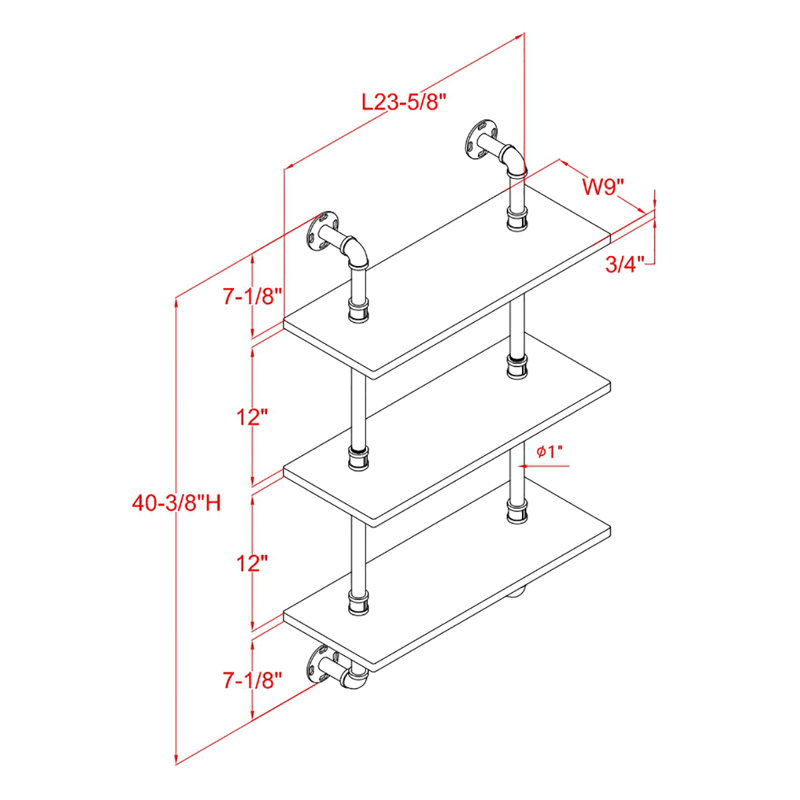 Hollis 3 Piece Bracket Shelf