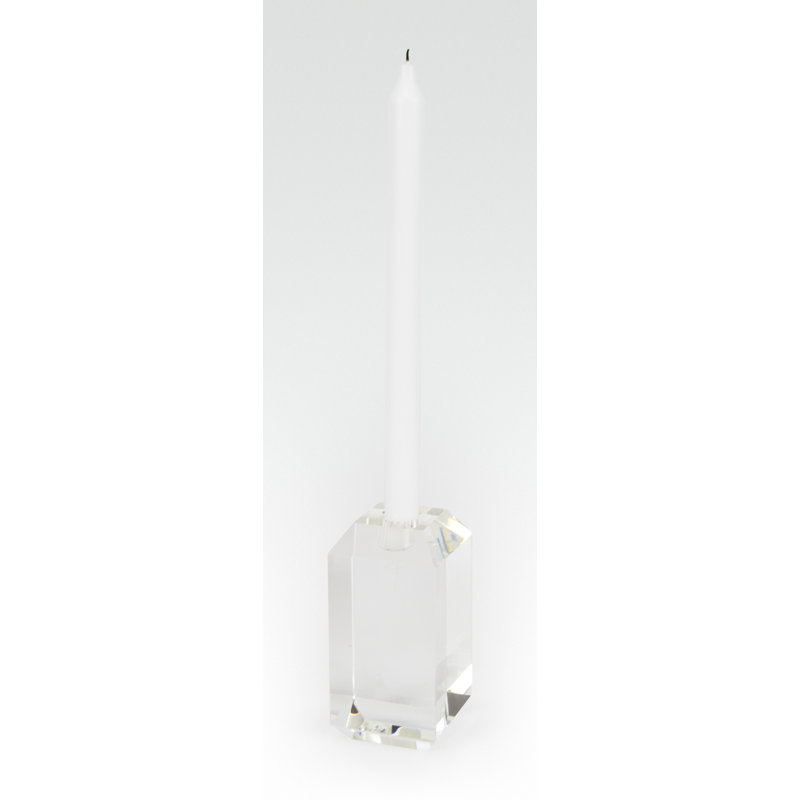 Petit chandelles en cristal à blocs à facettes, H 5,5 po x l 2,75 po x P 2,75 po